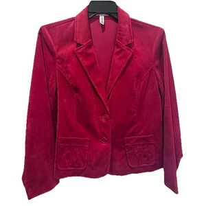 Kim Rogers Womens Textured Notched Blazer Sz 14 Button Front Long Sleeve Pockets